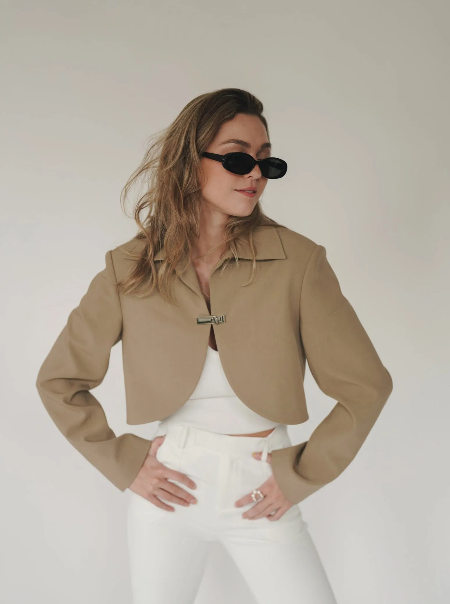 Khaki Crop Jacket sold by VERAFIED product image thumbnail 4