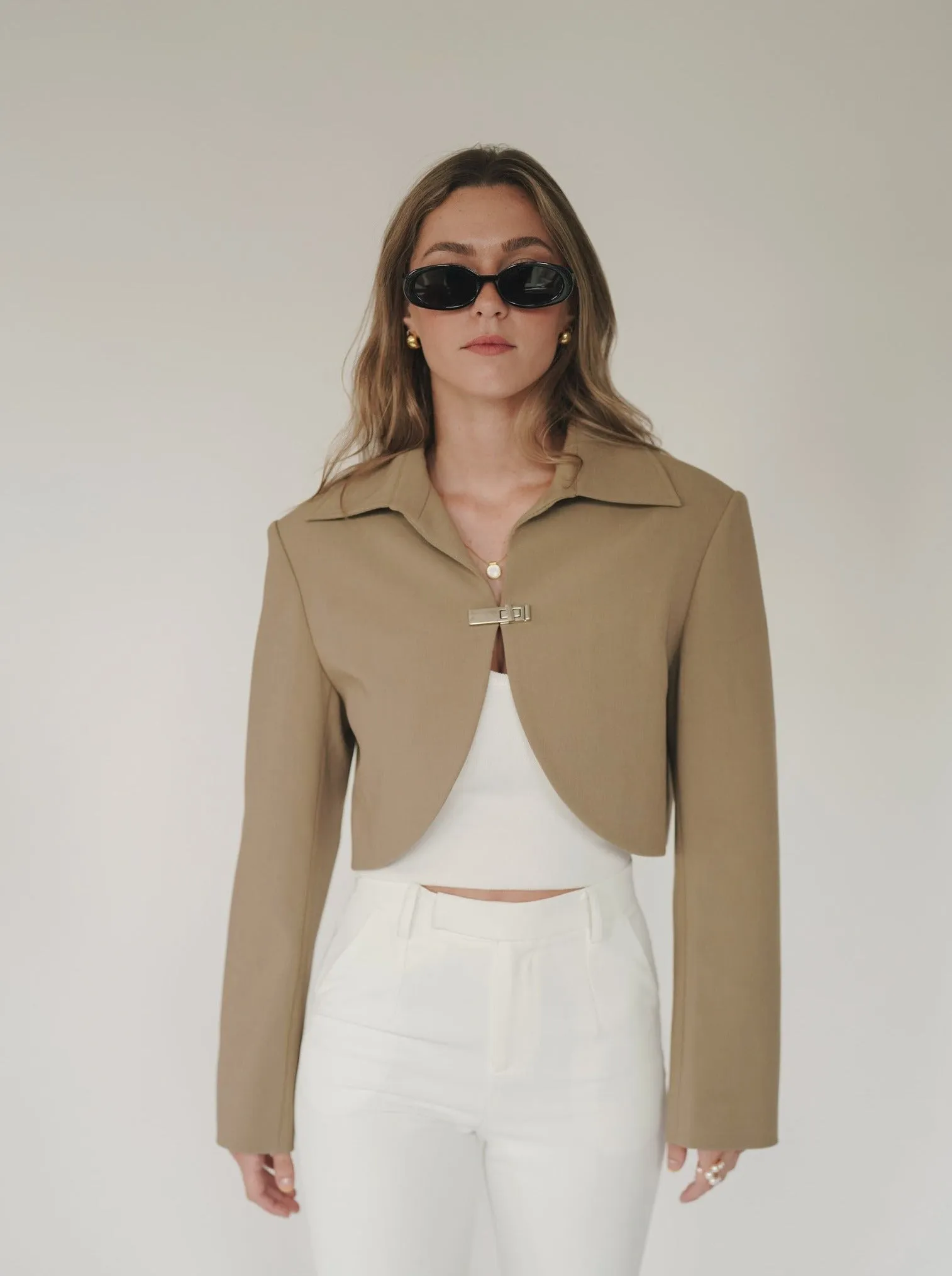 Khaki Crop Jacket sold by VERAFIED product image thumbnail 5