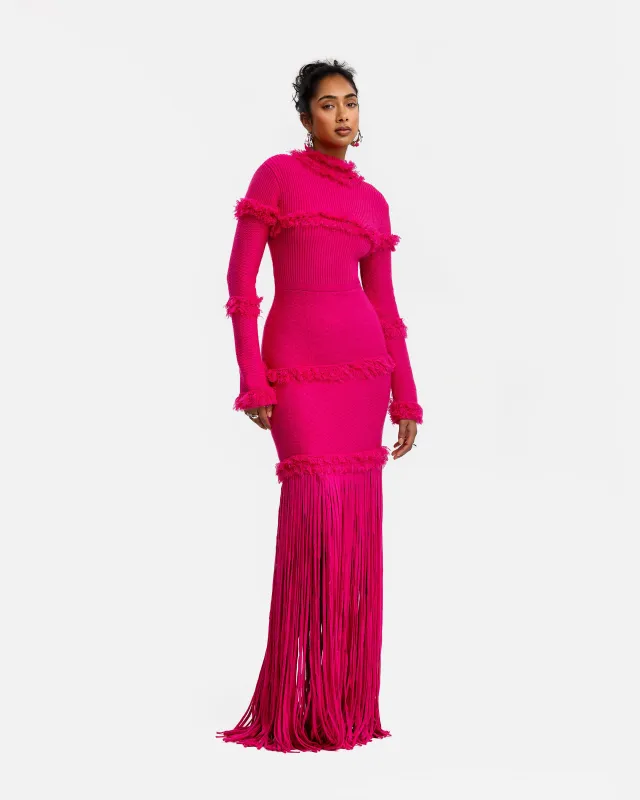 Cierra Knit Fringe Dress made by Hanifa