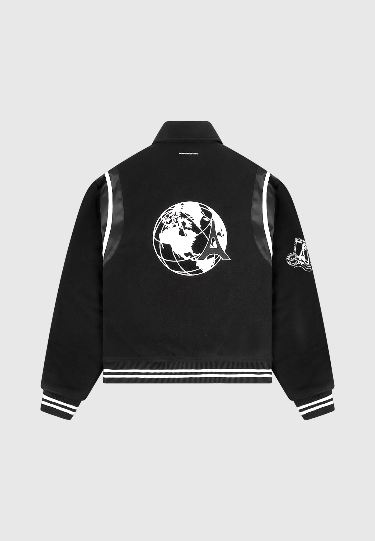 Satin Panel Eiffel Varsity Jacket - Black sold by Maniere De Voir