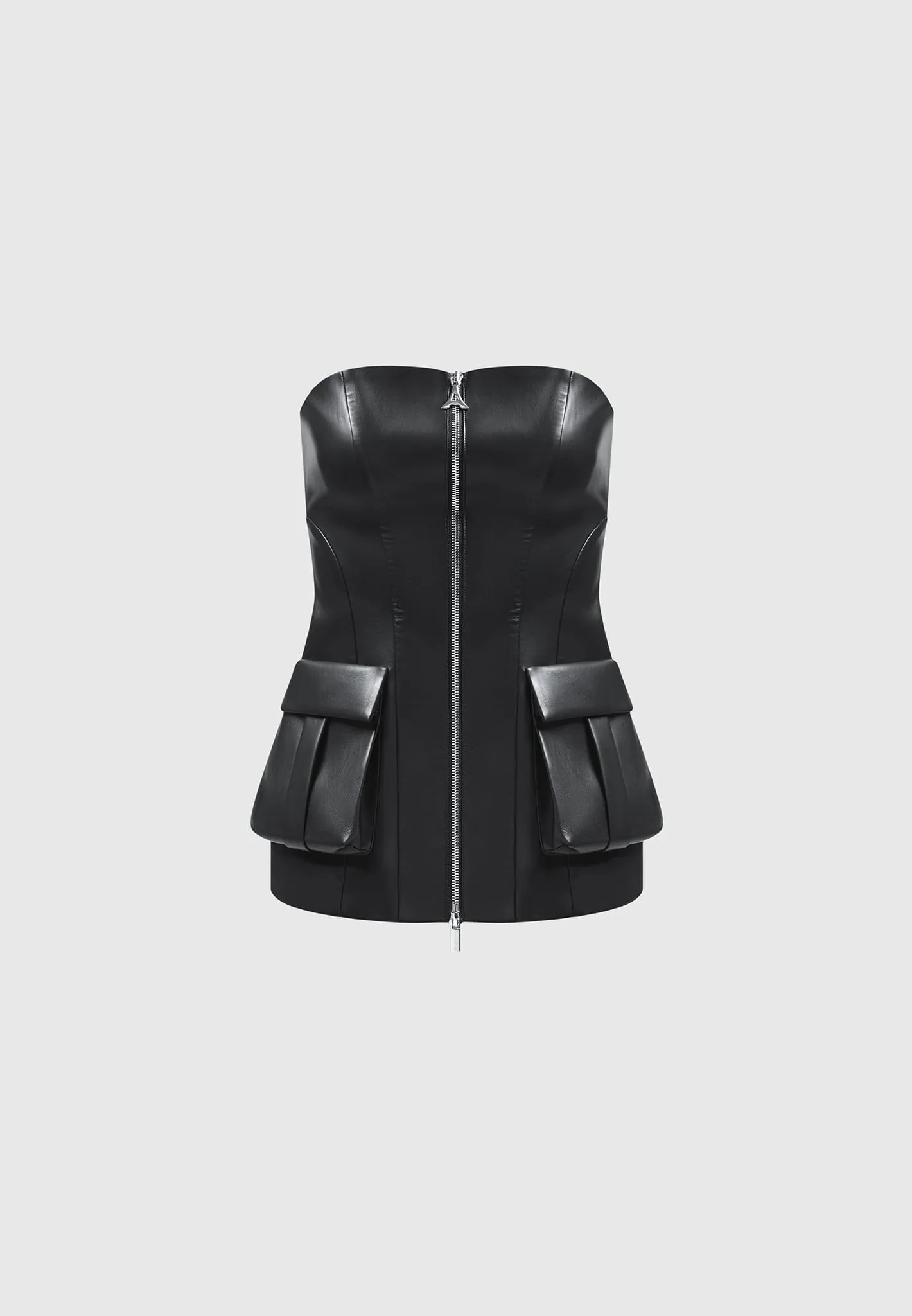 Leather Longline Bandeau Top - Black sold by Maniere De Voir product image thumbnail 2