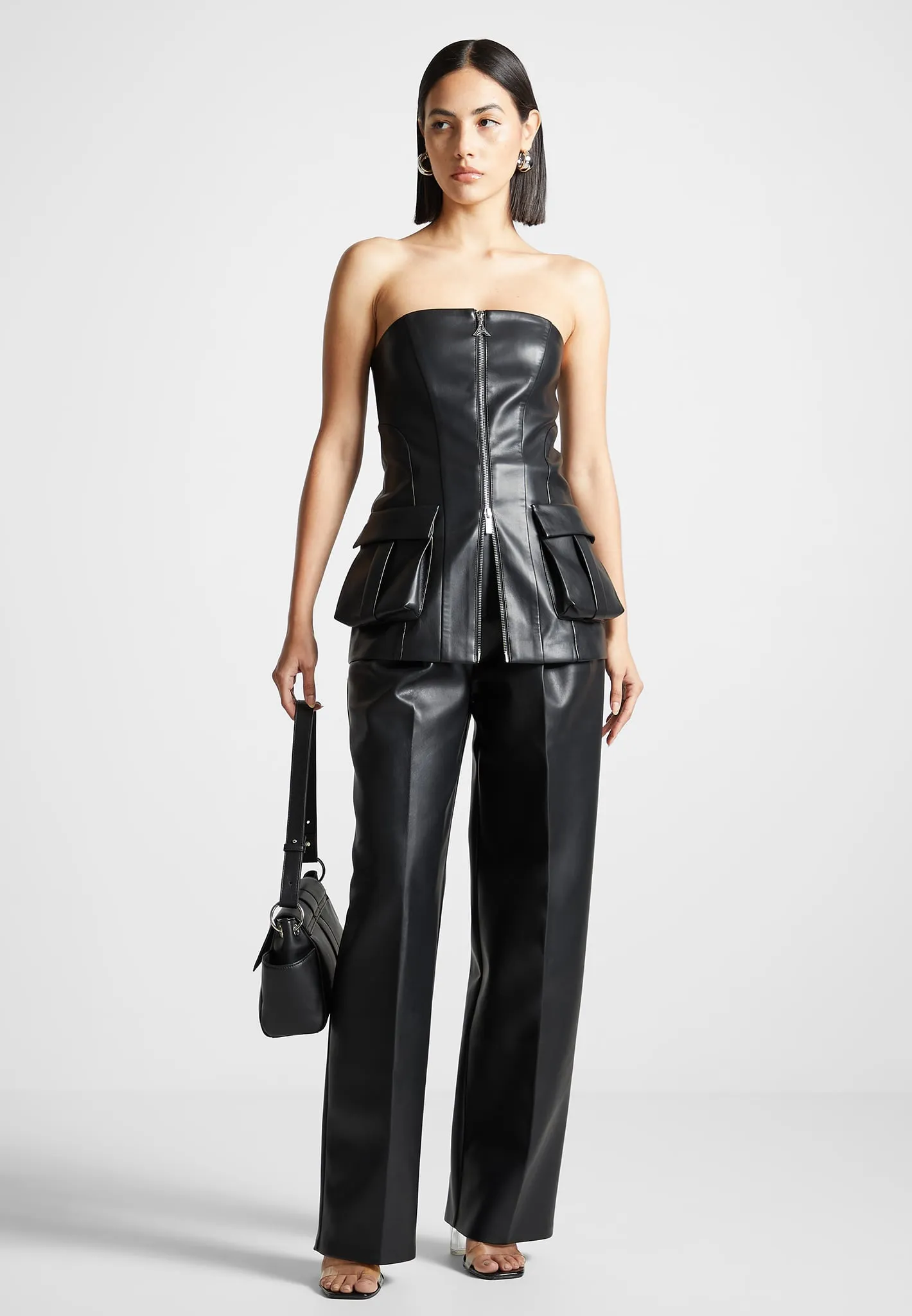 Leather Longline Bandeau Top - Black sold by Maniere De Voir product image thumbnail 5