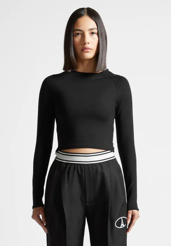 Léa - Long Sleeve Crop Top - Black sold by Maniere De Voir