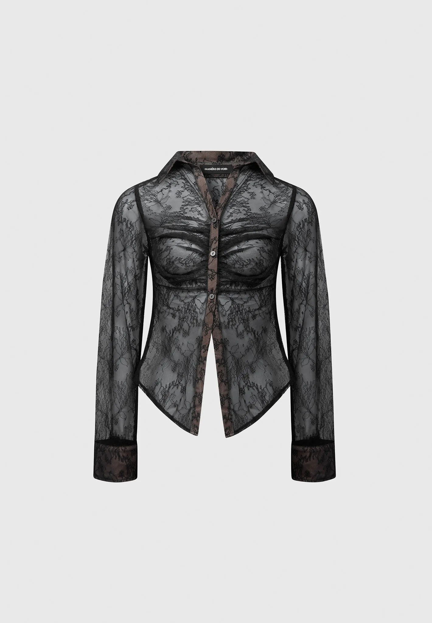 Lace Mesh Contour Shirt - Black sold by Maniere De Voir product image thumbnail 2