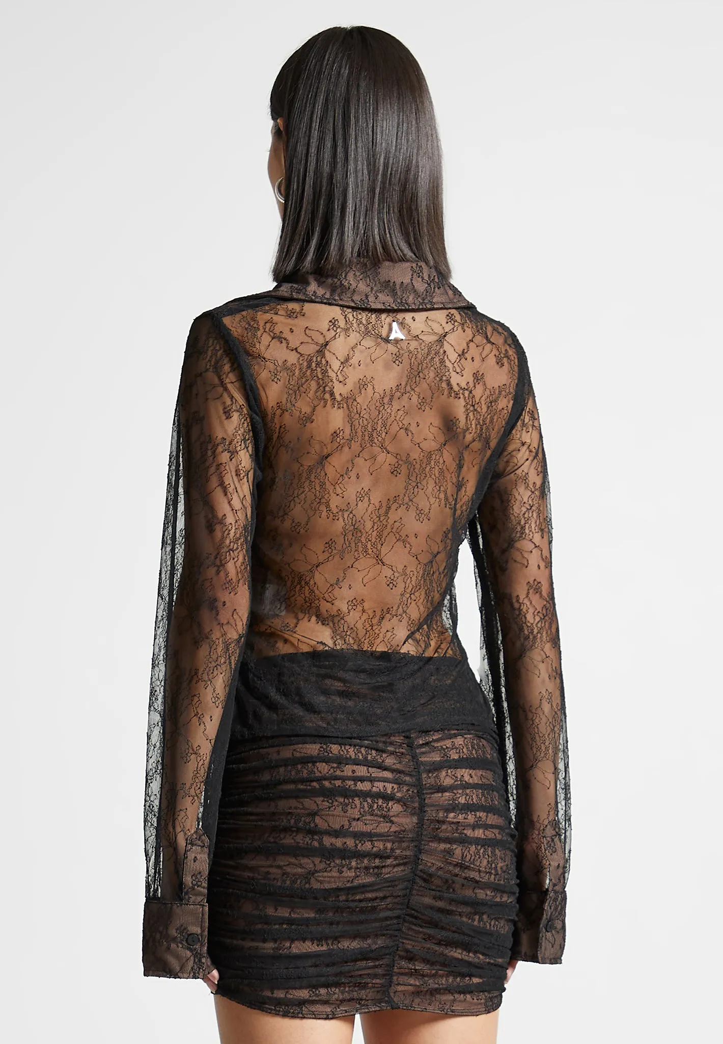 Lace Mesh Contour Shirt - Black sold by Maniere De Voir product image thumbnail 5