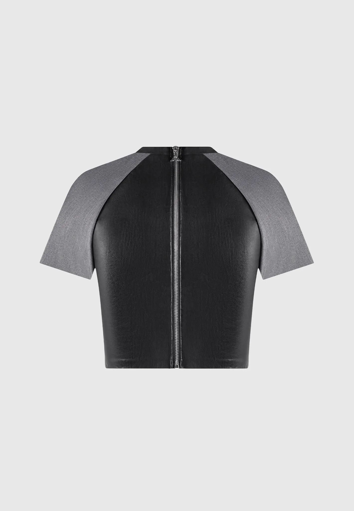 Tailored Mock Neck Top - Grey/Black sold by Maniere De Voir product image thumbnail 2