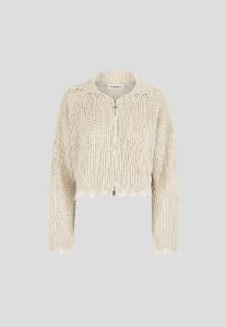Distressed Chunky Knit Hoodie - Beige sold by Maniere De Voir