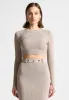 Two-Tone Ribbed Knit Top - Beige sold by Maniere De Voir