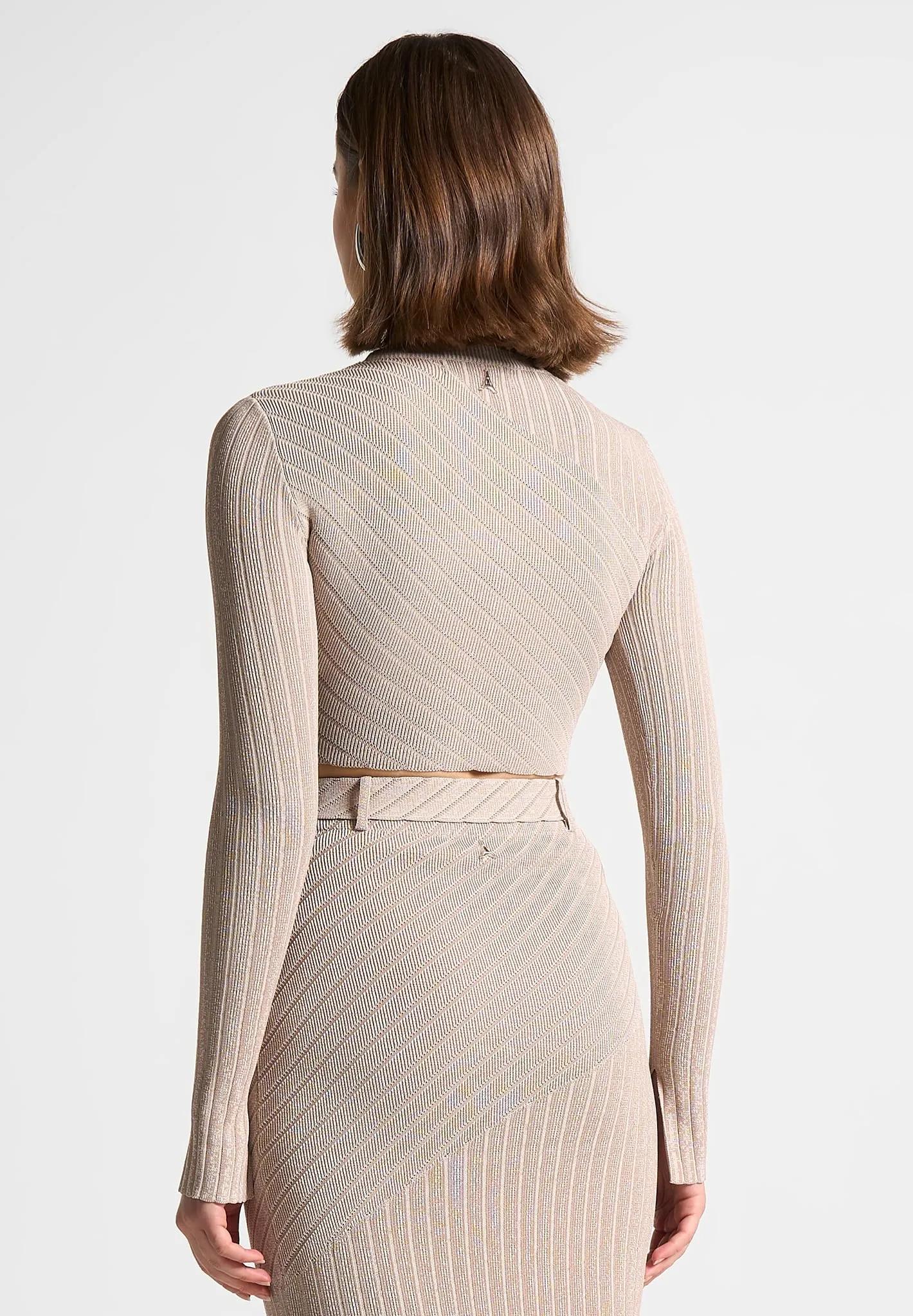 Two-Tone Ribbed Knit Top - Beige sold by Maniere De Voir product image thumbnail 4