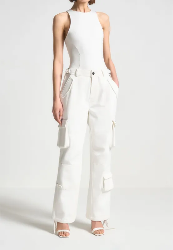 Mid Rise Cargo Pants - White sold by Maniere De Voir