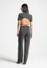 Curved Waist Tailored Trousers - Dark Grey sold by Maniere De Voir