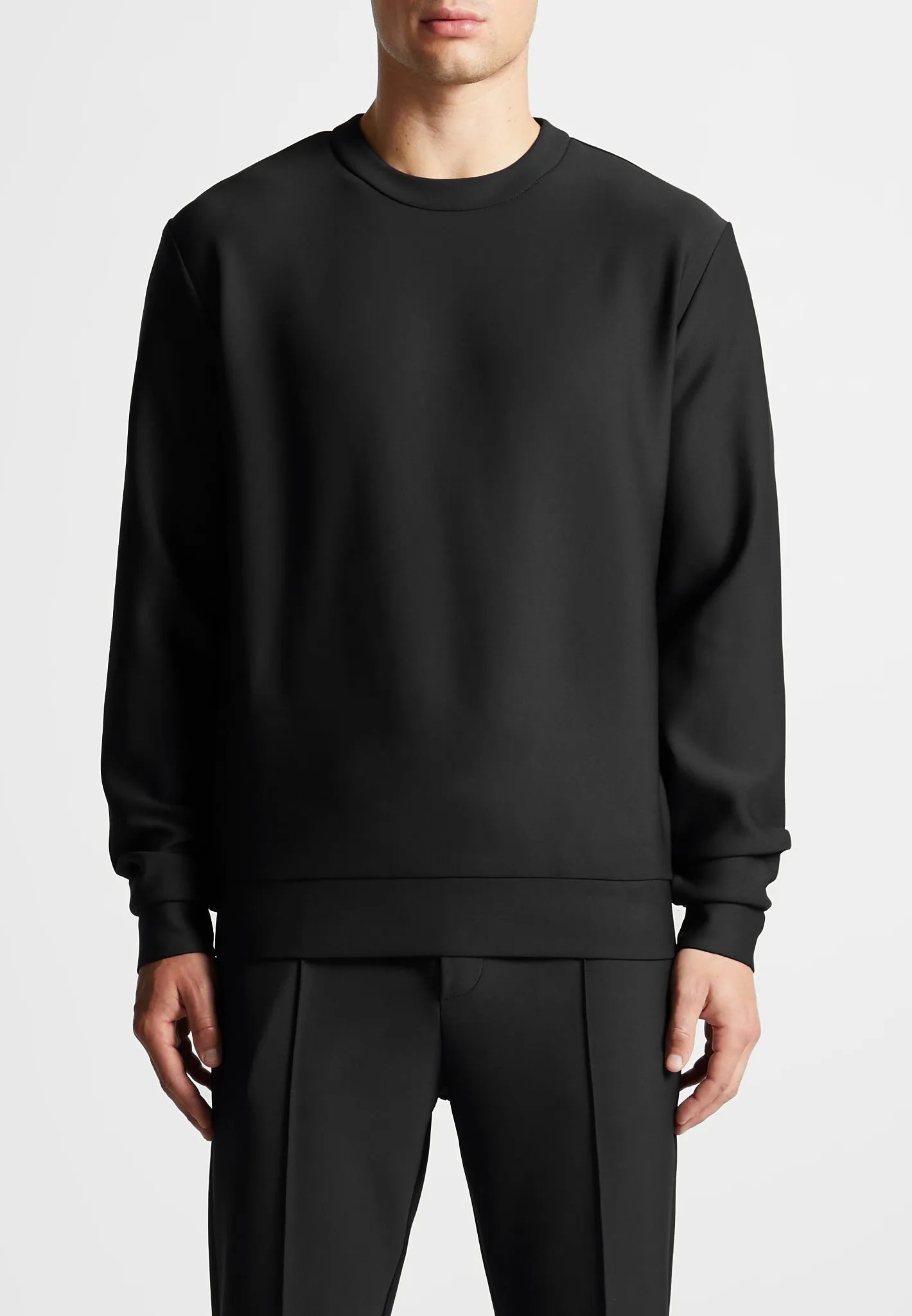 Neoprene Regular Fit Crew Neck Jumper - Black sold by Maniere De Voir product image thumbnail 3