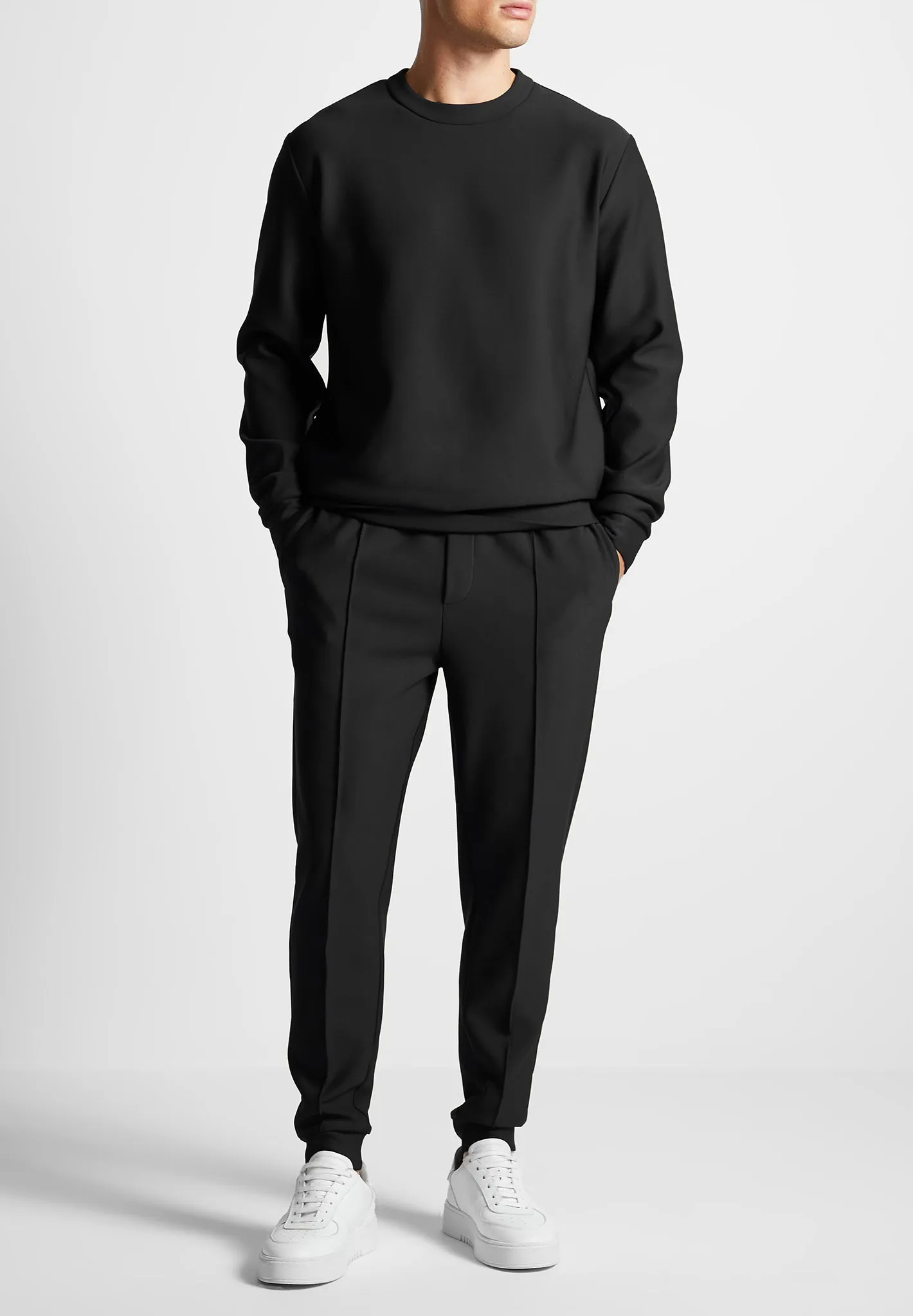 Neoprene Regular Fit Crew Neck Jumper - Black sold by Maniere De Voir