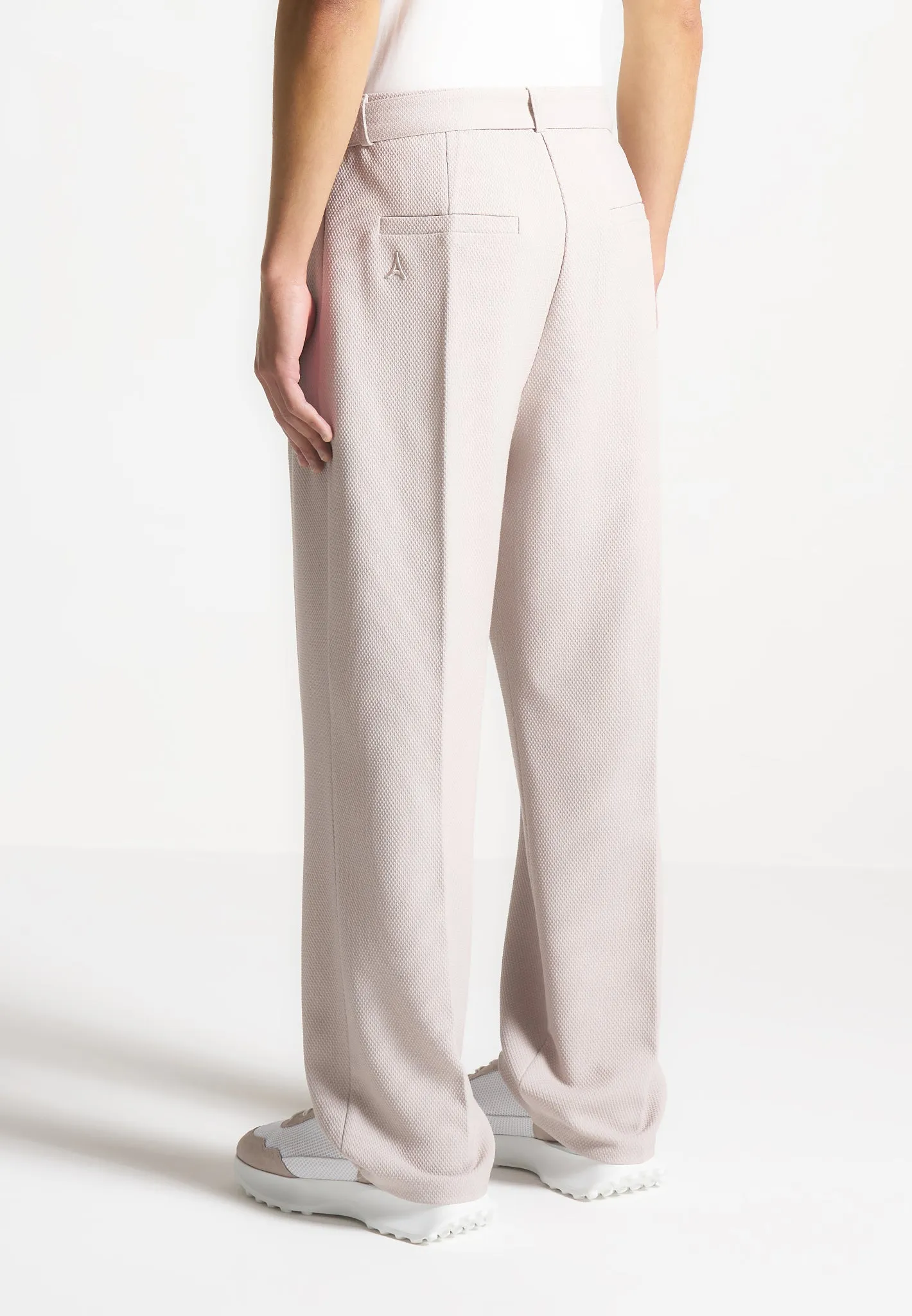 Textured Belted Tailored Trousers - Stone sold by Maniere De Voir product image thumbnail 5