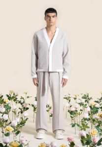 Textured Belted Tailored Trousers - Beige sold by Maniere De Voir