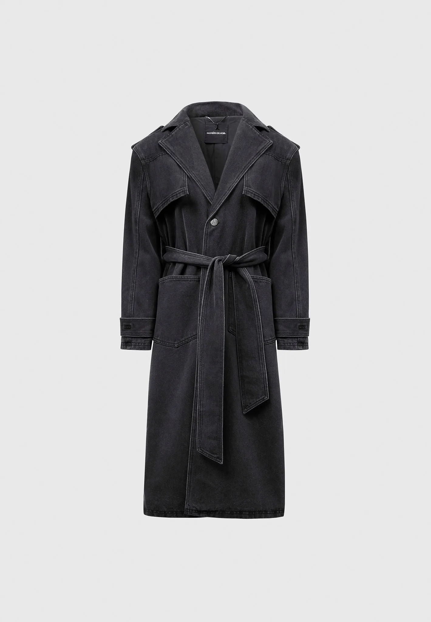 Denim Trench Coat - Washed Black sold by Maniere De Voir product image thumbnail 2
