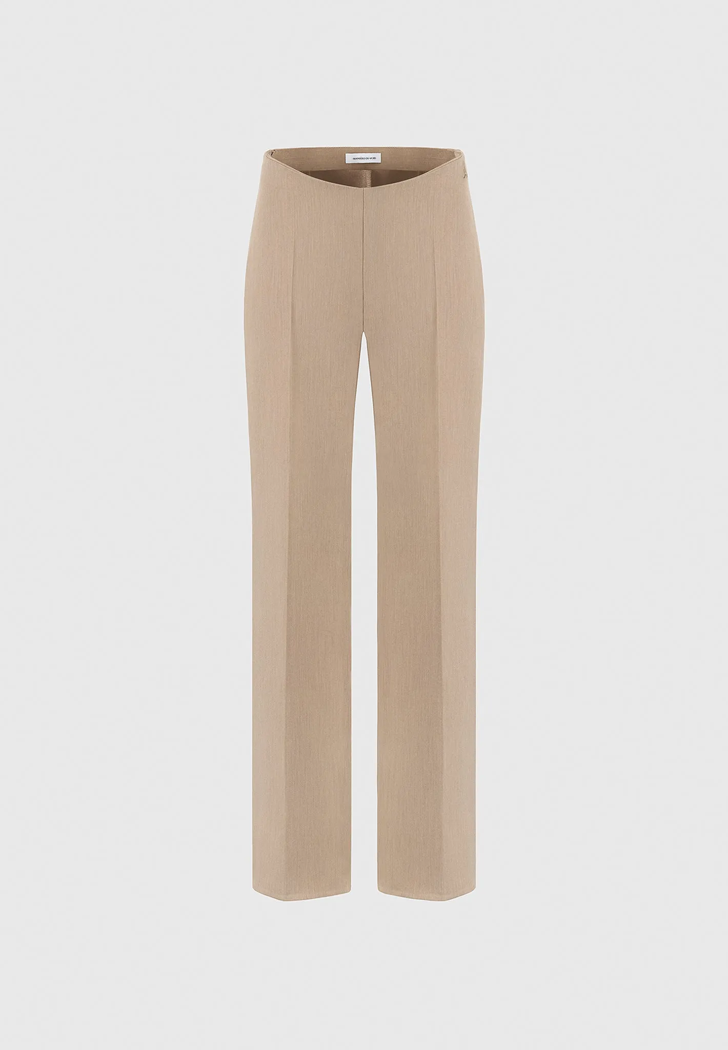 Curved Waist Tailored Trousers - Dark Beige sold by Maniere De Voir product image thumbnail 5