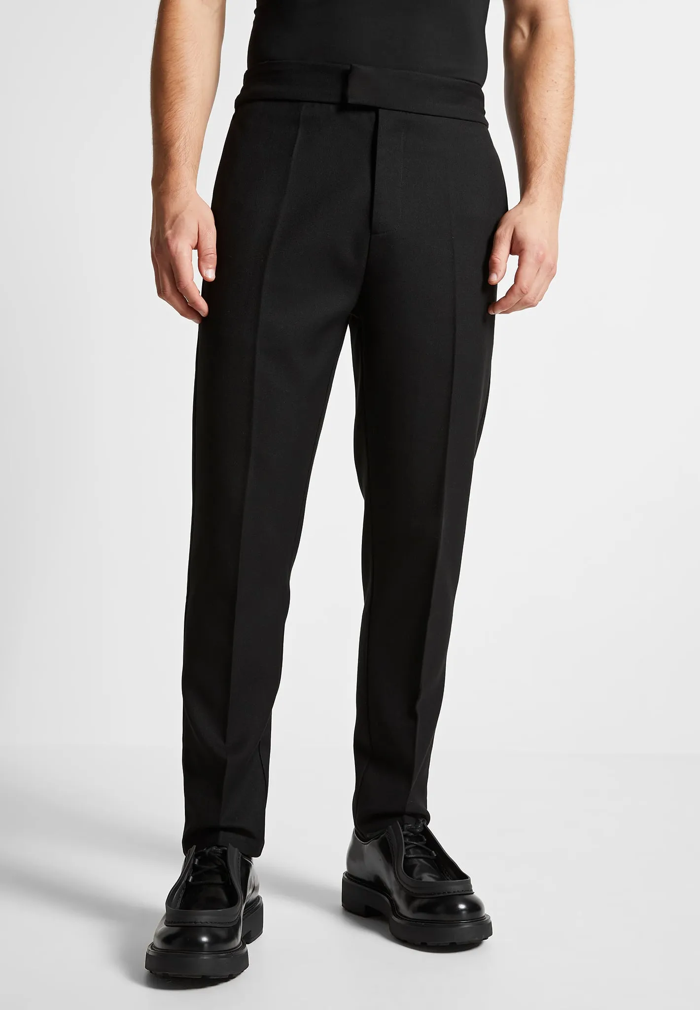Slim Fit Pleated Tailored Trousers - Black sold by Maniere De Voir