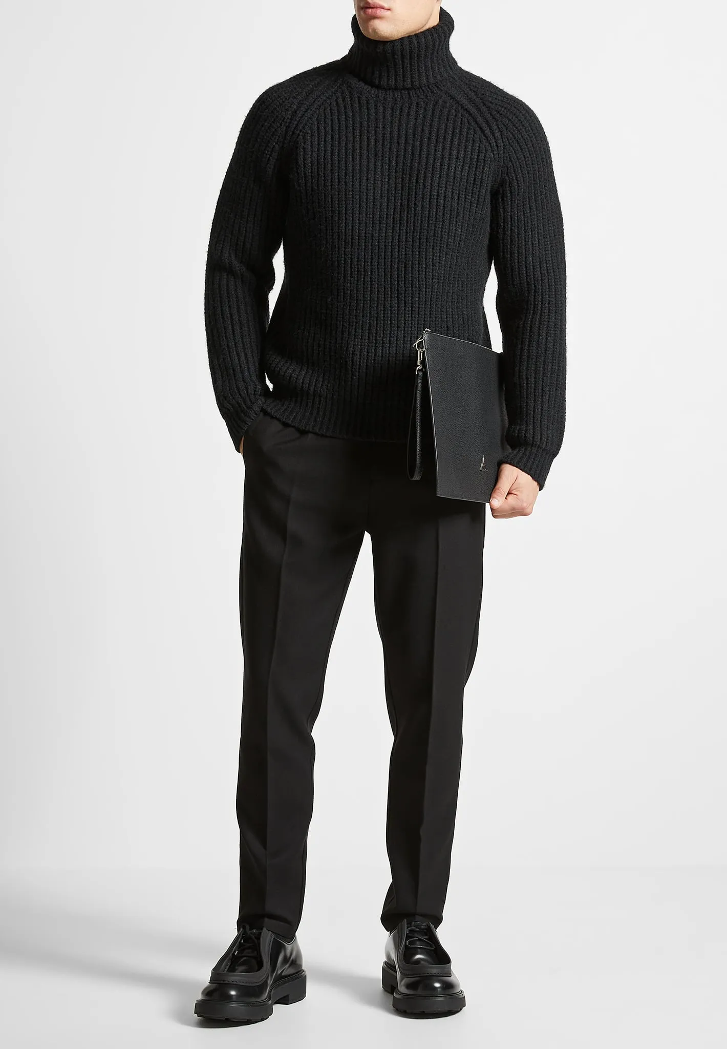 Slim Fit Pleated Tailored Trousers - Black sold by Maniere De Voir product image thumbnail 3