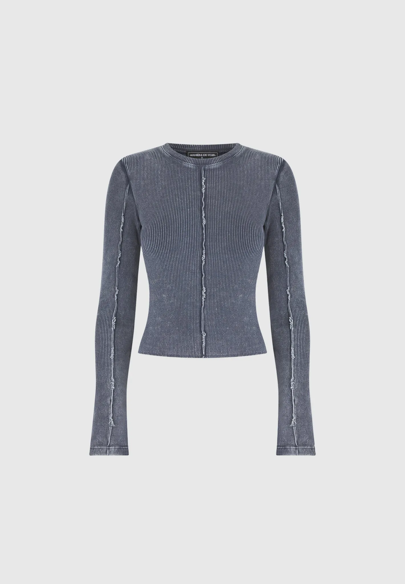 Ribbed Long Sleeve Top - Washed Blue sold by Maniere De Voir product image thumbnail 5