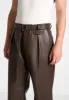 Serge - Relaxed Fit Leather Pleated Trousers - Brown sold by Maniere De Voir