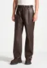 Serge - Relaxed Fit Leather Pleated Trousers - Brown sold by Maniere De Voir