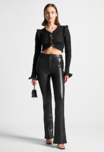 Flared Sleeve Textured Knit Cardigan - Black sold by Maniere De Voir