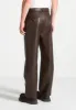 Serge - Relaxed Fit Leather Pleated Trousers - Brown sold by Maniere De Voir