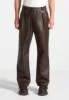 Serge - Relaxed Fit Leather Pleated Trousers - Brown sold by Maniere De Voir