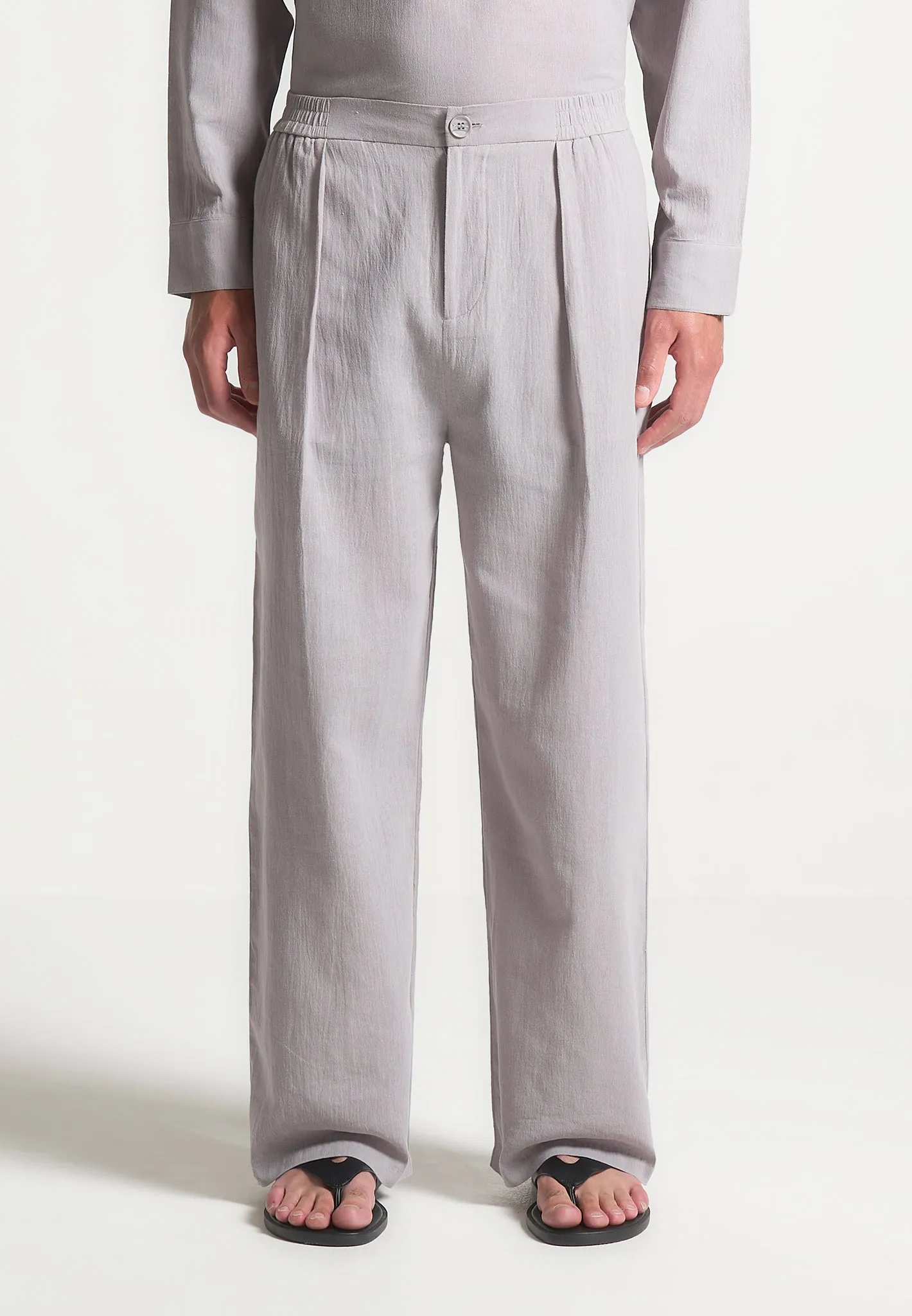 Crinkled Linen Trousers - Grey sold by Maniere De Voir product image thumbnail 5
