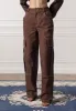 High Rise Drill Cargo Pants - Brown sold by Maniere De Voir