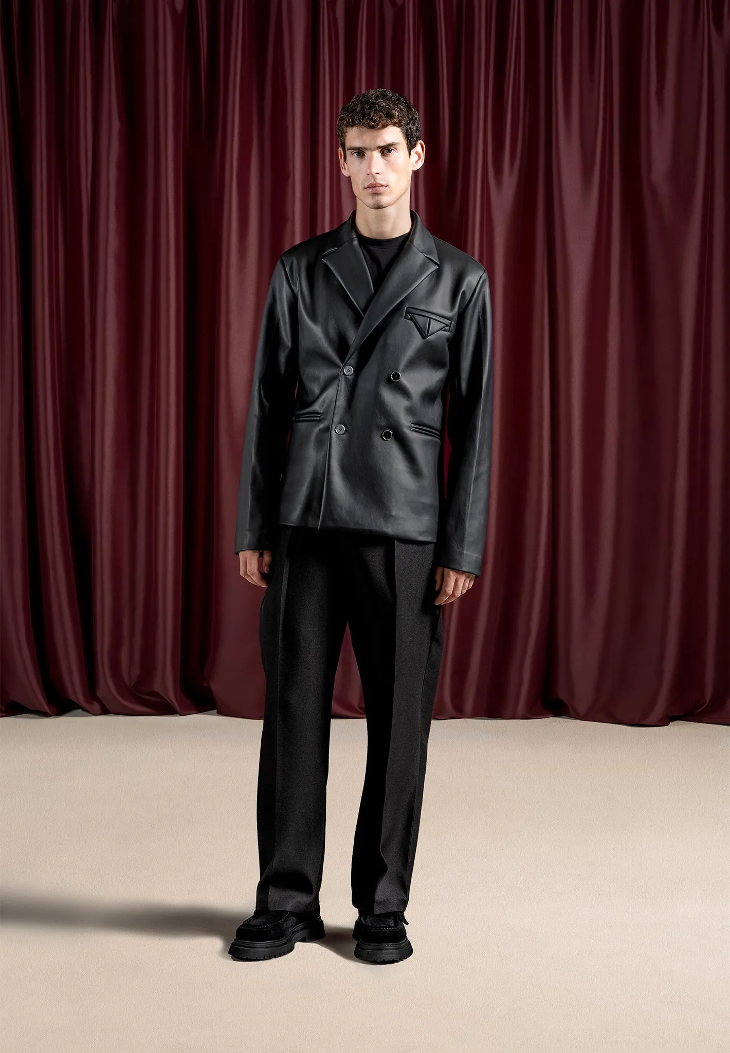 Didier - Double Breasted Leather Suit Jacket - Black sold by Maniere De Voir product image thumbnail 2