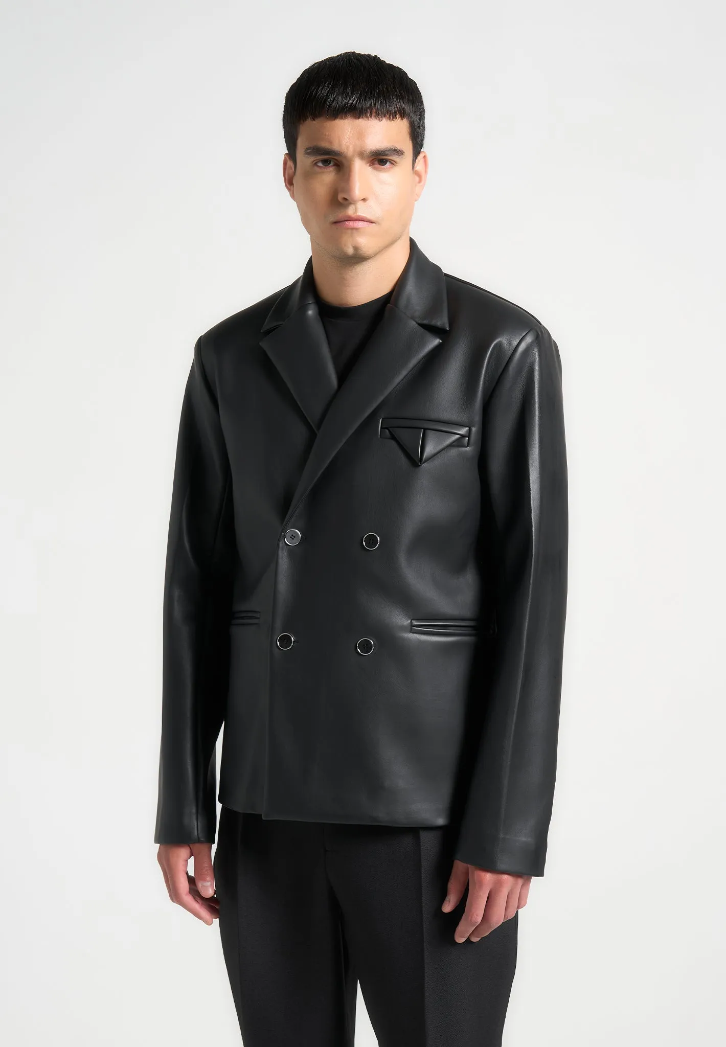Didier - Double Breasted Leather Suit Jacket - Black sold by Maniere De Voir product image thumbnail 4