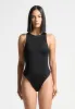 Inès - Double Layer Racer Neck Bodysuit - Black sold by Maniere De Voir
