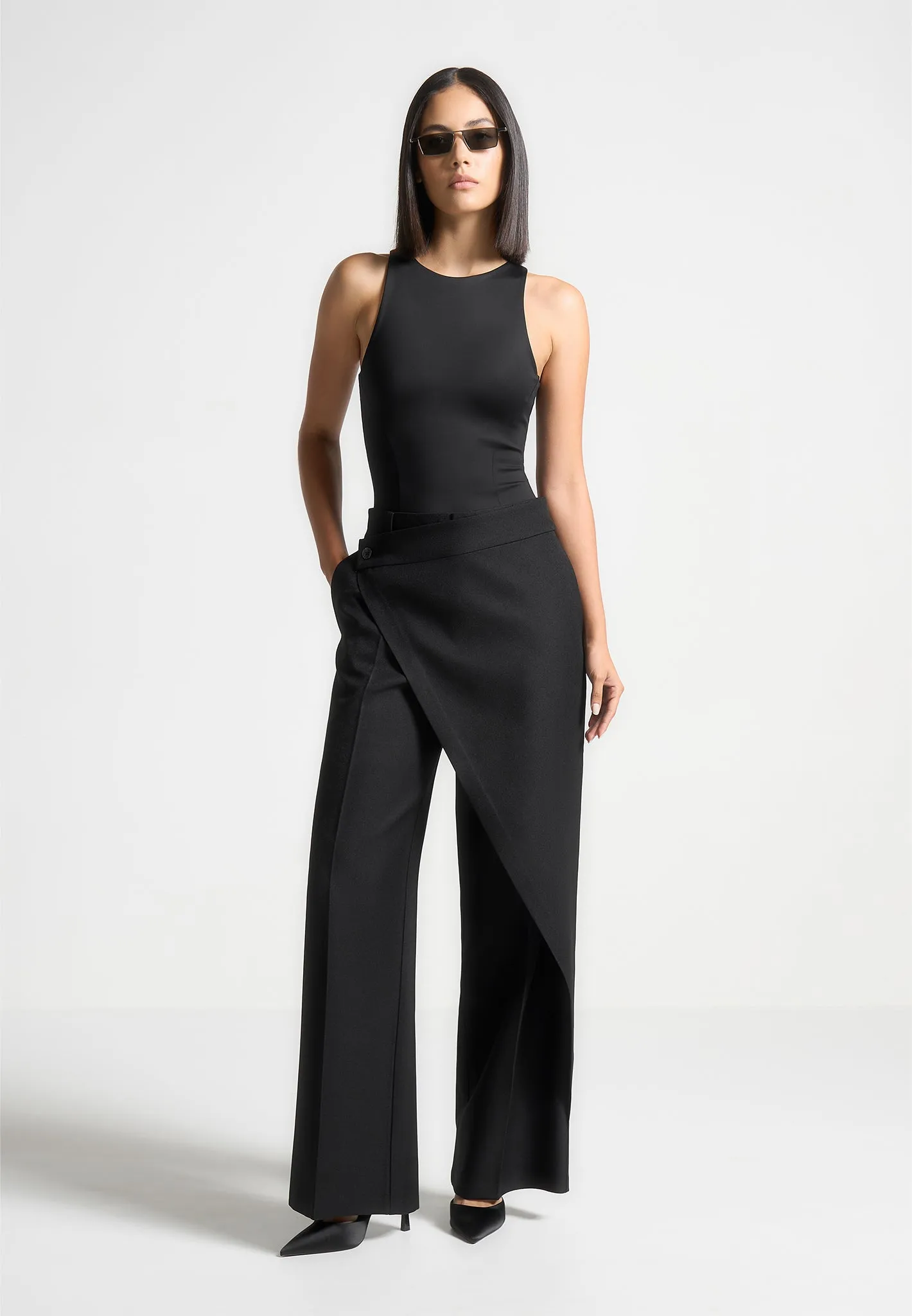 Inès - Double Layer Racer Neck Bodysuit - Black sold by Maniere De Voir product image thumbnail 2