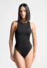 Inès - Double Layer Racer Neck Bodysuit - Black sold by Maniere De Voir