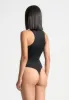Inès - Double Layer Racer Neck Bodysuit - Black sold by Maniere De Voir