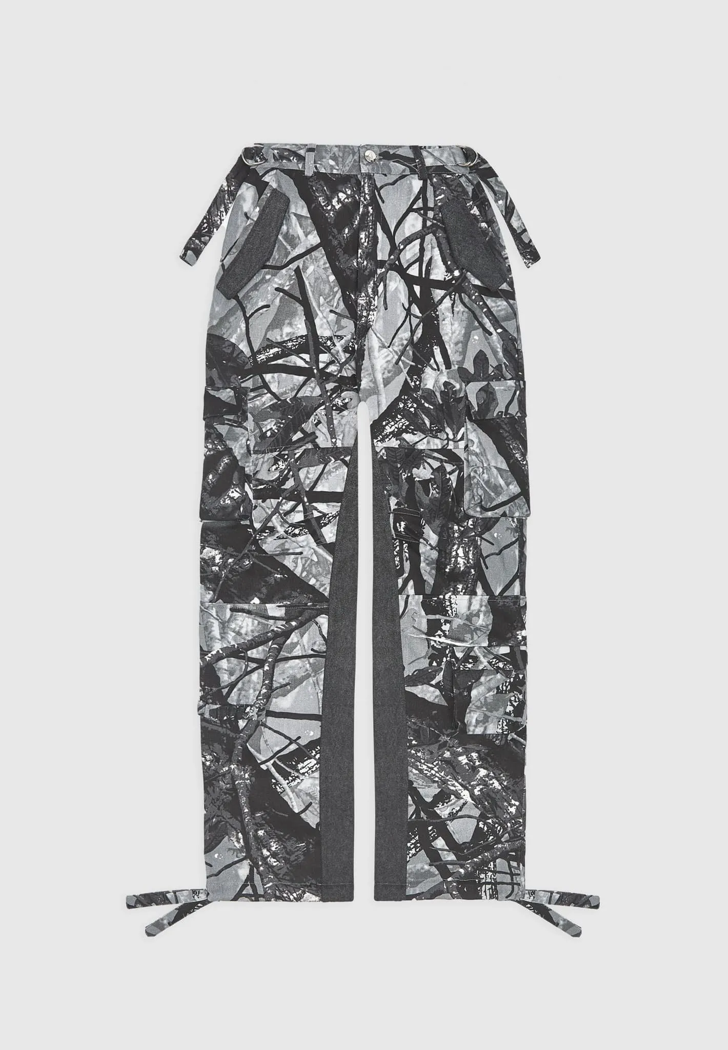 Mid Rise Camo and Denim Cargo Pants - Grey sold by Maniere De Voir product image thumbnail 2