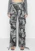 Mid Rise Camo and Denim Cargo Pants - Grey sold by Maniere De Voir