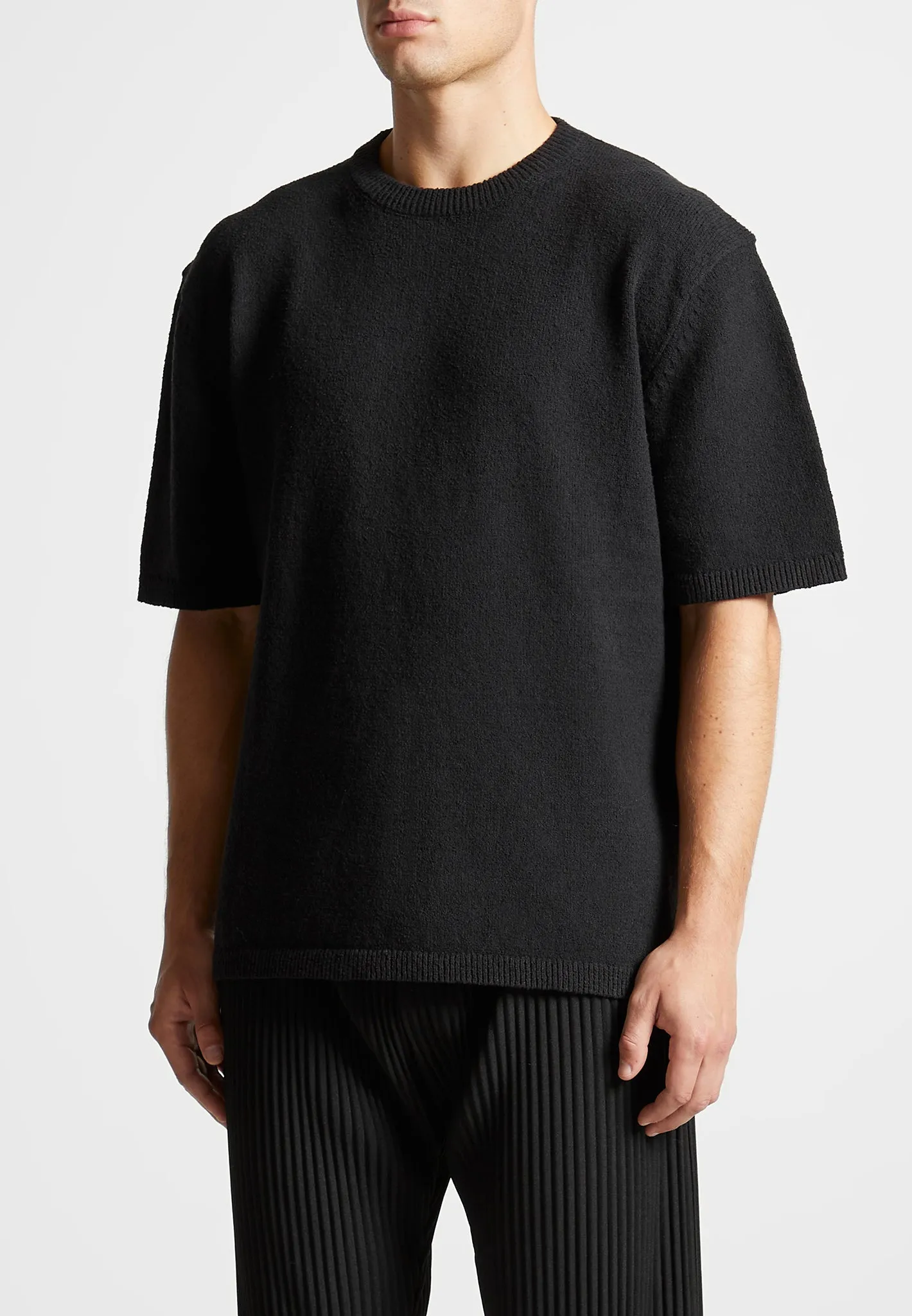 Boucle Knit Oversized Fit T-Shirt - Black sold by Maniere De Voir product image thumbnail 5