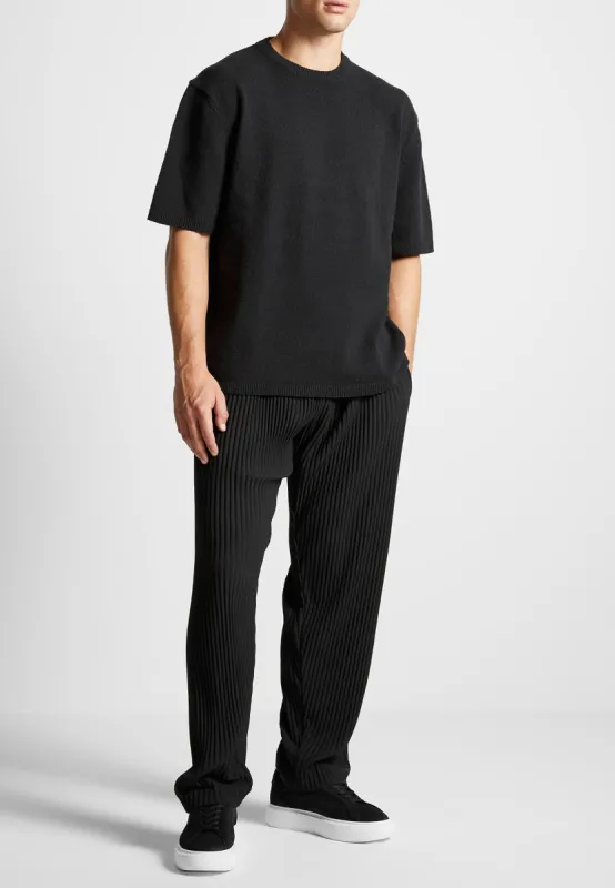 Boucle Knit Oversized Fit T-Shirt - Black sold by Maniere De Voir