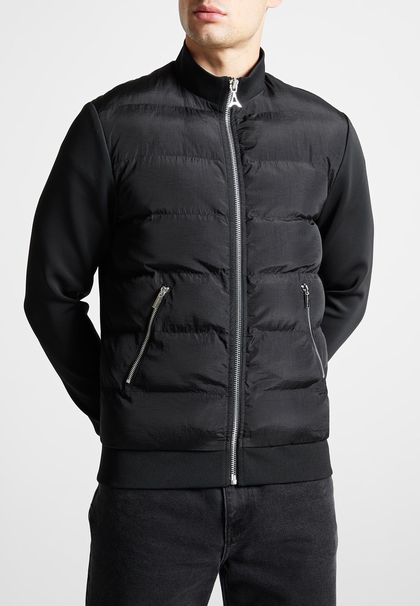 Nylon and Neoprene Quilted Jacket - Black sold by Maniere De Voir