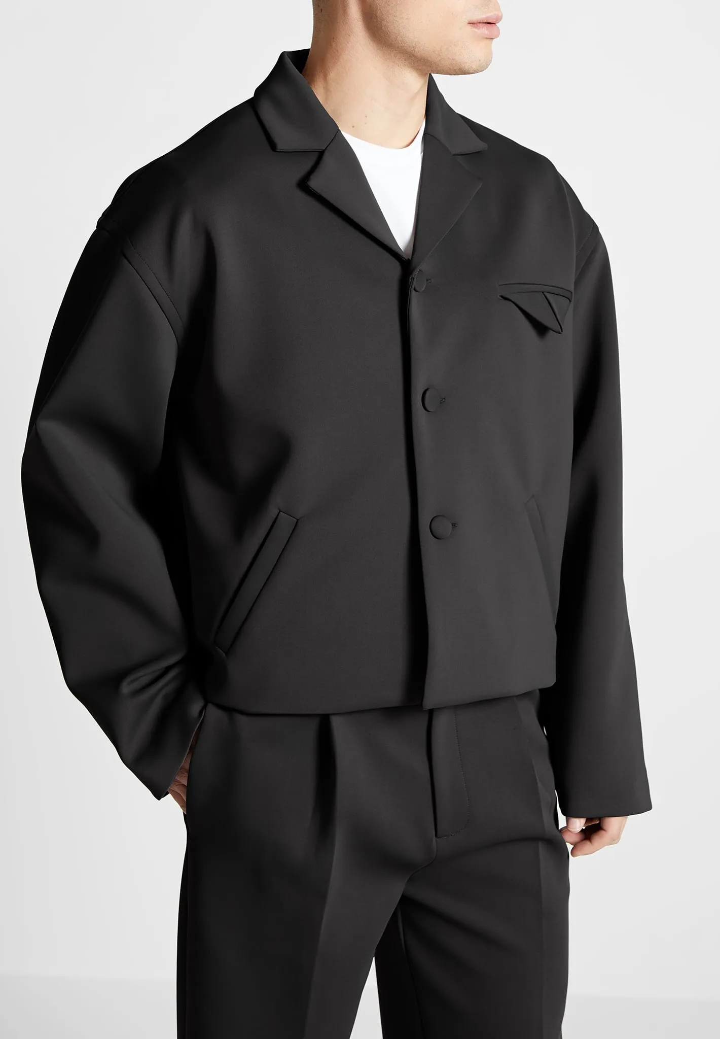 Neoprene Boxy Jacket - Black sold by Maniere De Voir product image thumbnail 4