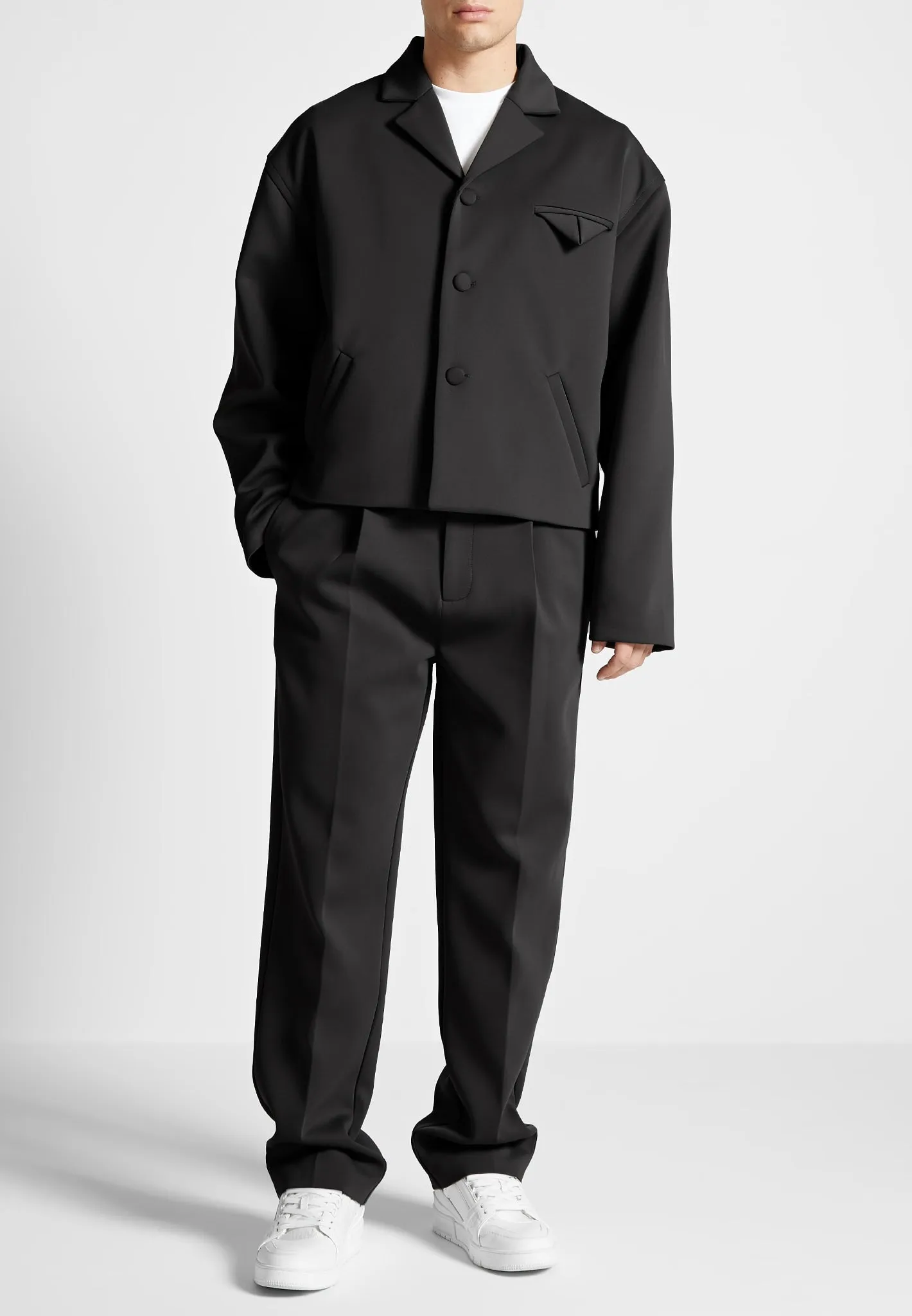 Neoprene Boxy Jacket - Black sold by Maniere De Voir