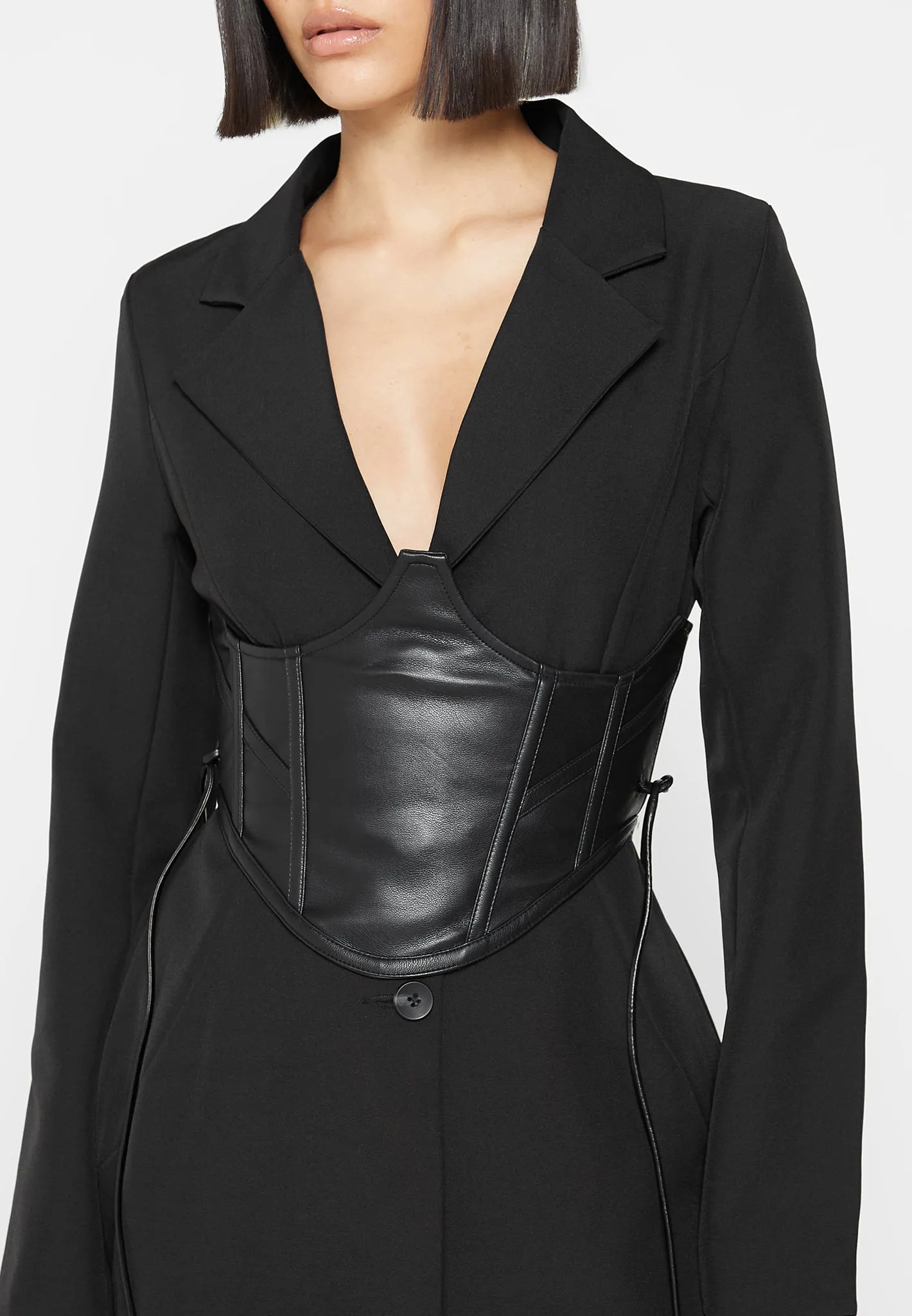 Blazer with Leather Corset - Black sold by Maniere De Voir product image thumbnail 5