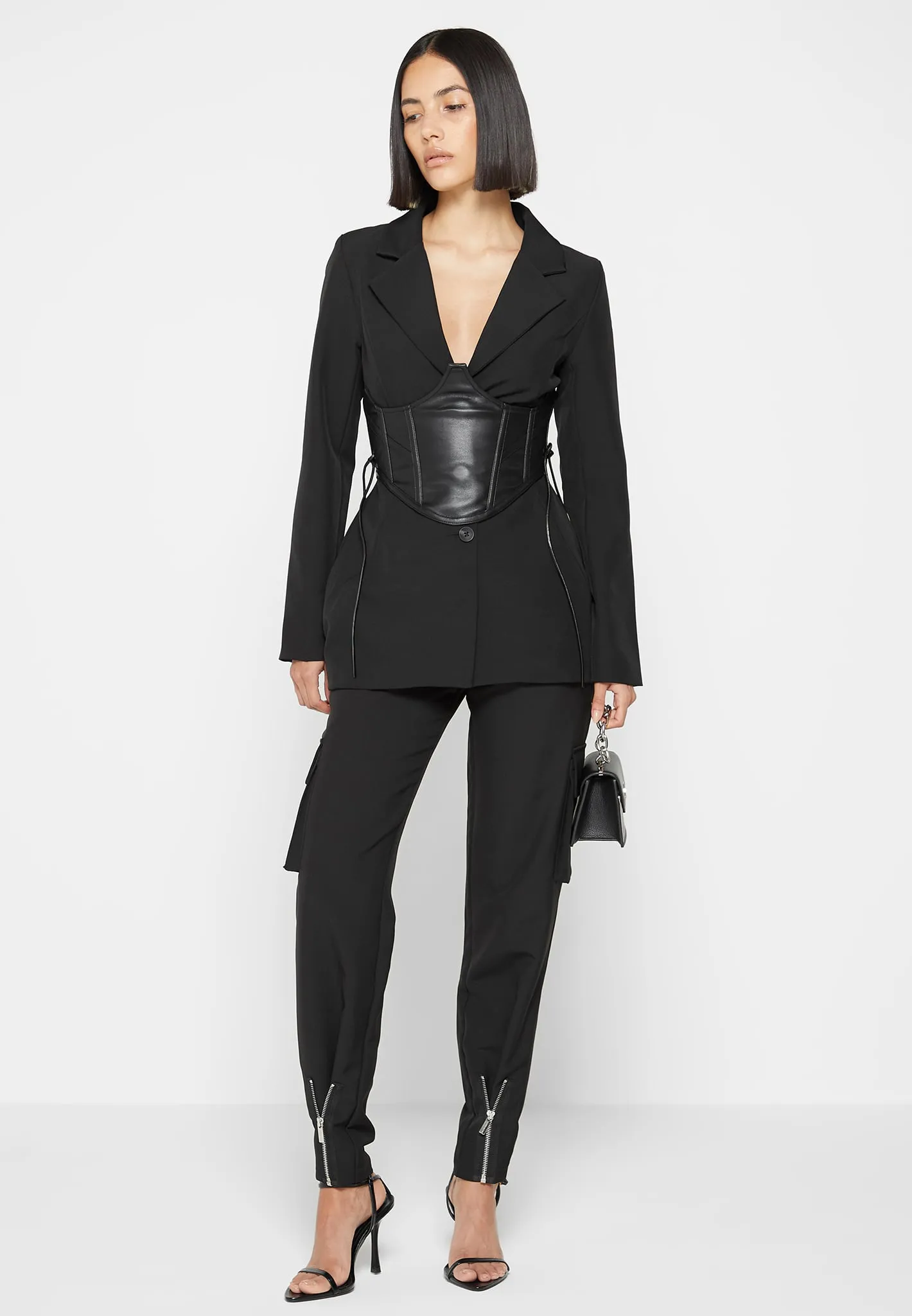 Blazer with Leather Corset - Black sold by Maniere De Voir product image thumbnail 2