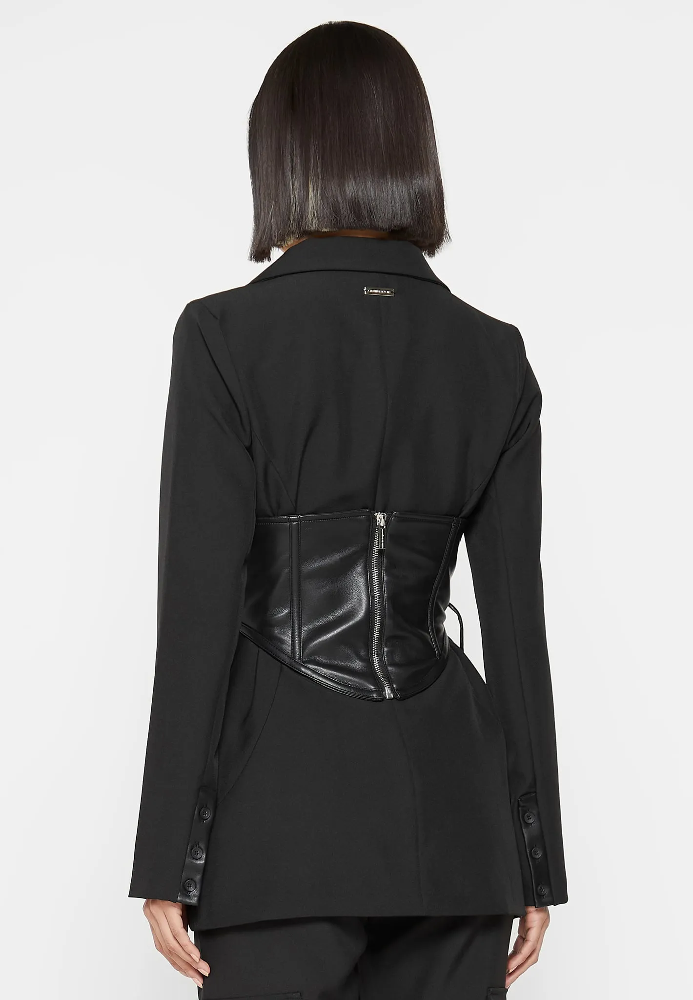 Blazer with Leather Corset - Black sold by Maniere De Voir product image thumbnail 4