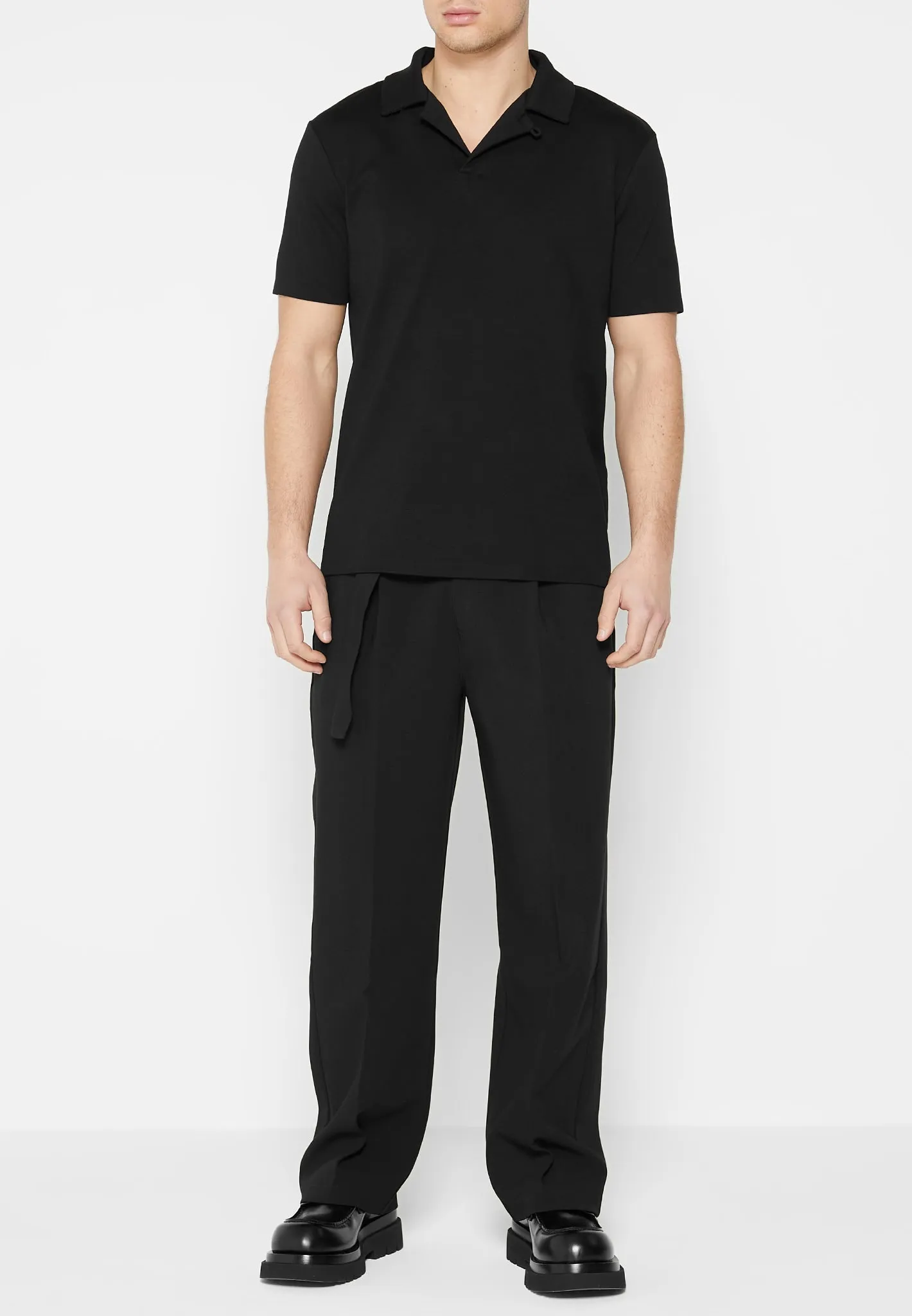Woven Trousers With Belt - Black sold by Maniere De Voir product image thumbnail 3