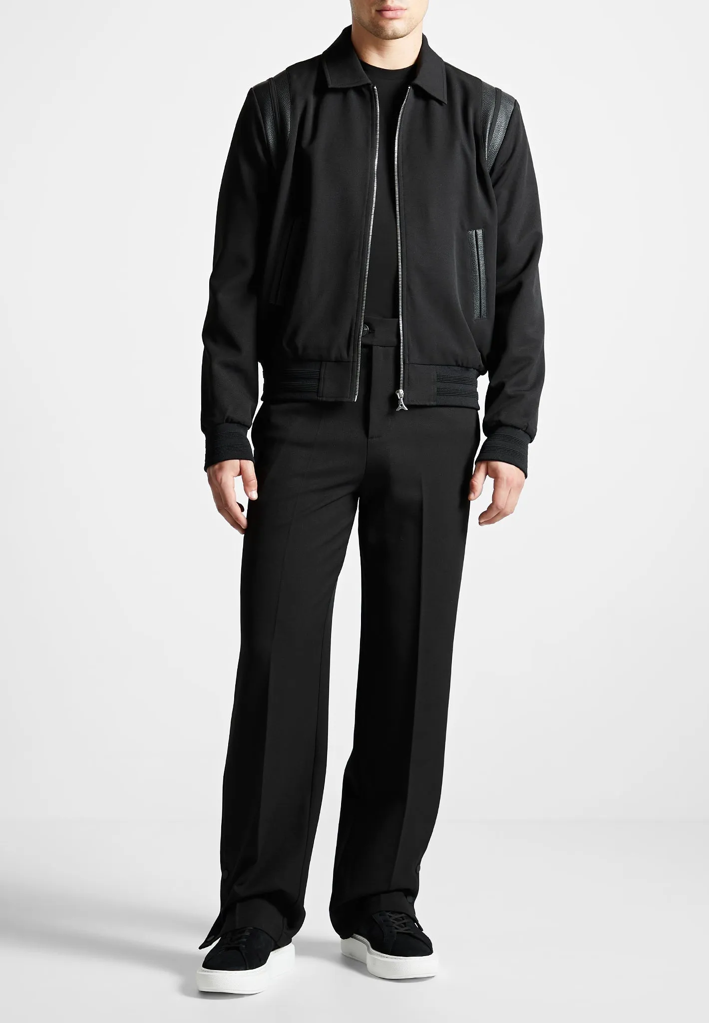 Straight Leg Buttoned Cuff Trousers - Black sold by Maniere De Voir product image thumbnail 3
