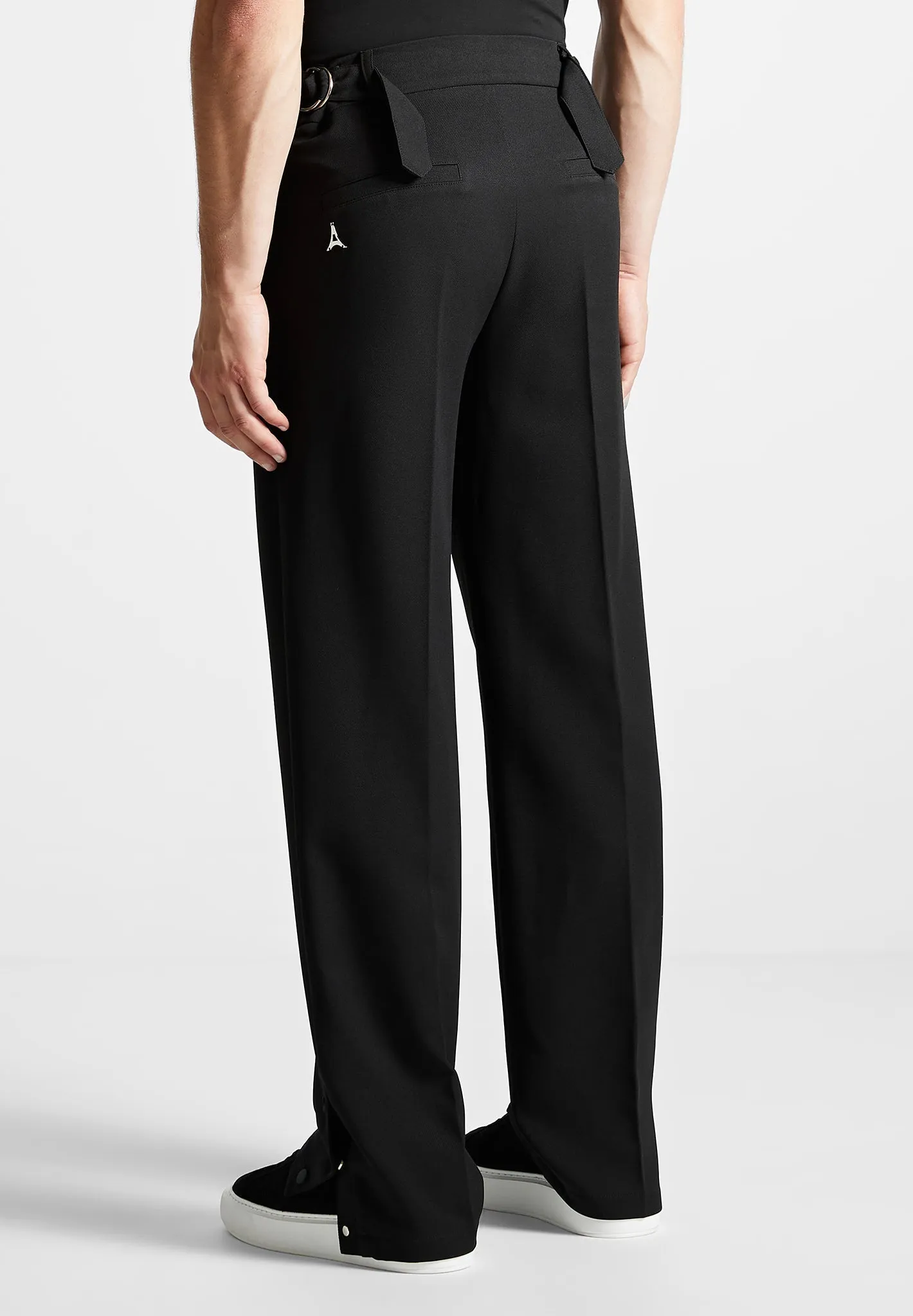Straight Leg Buttoned Cuff Trousers - Black sold by Maniere De Voir product image thumbnail 5
